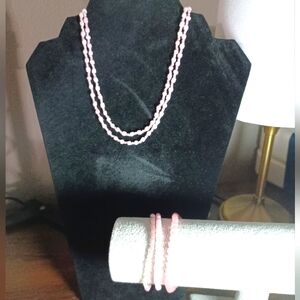 Pink Necklace with Bracelets